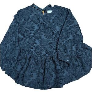 Women's Altar'd State Floral Peplum Black Top Size M